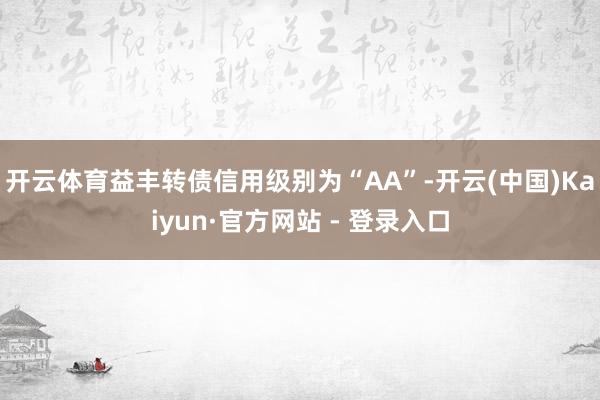 开云体育益丰转债信用级别为“AA”-开云(中国)Kaiyun·官方网站 - 登录入口